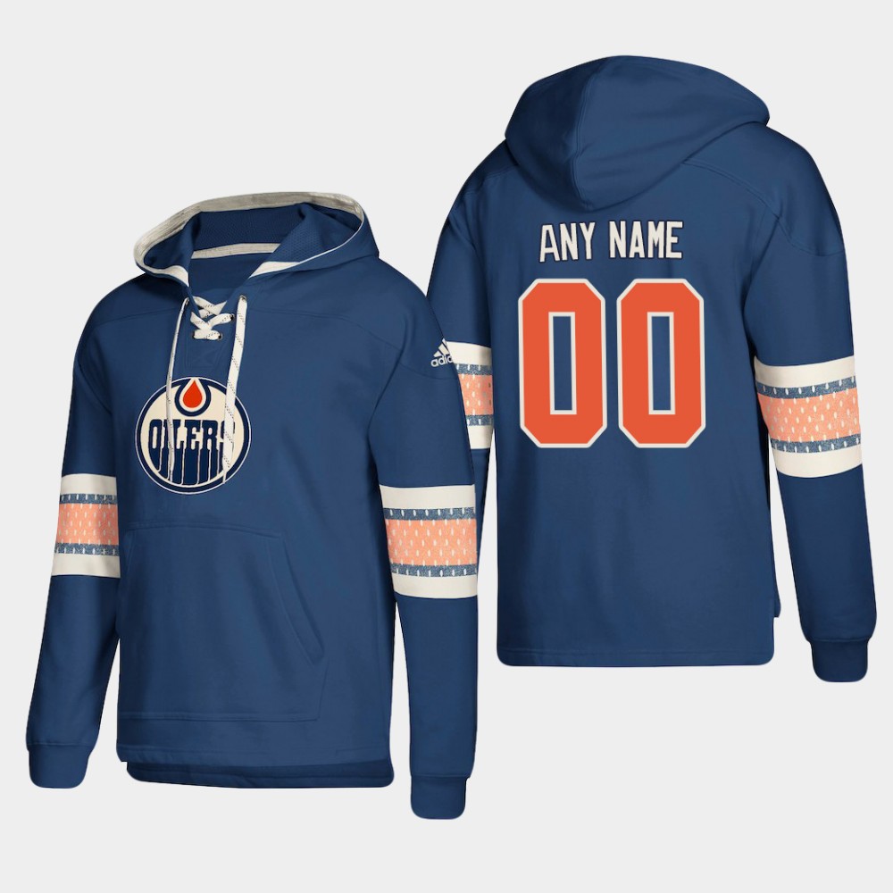 Cheap Men NHL Edmonton Oilers Custom Pullover Hoodie Royal jerseys